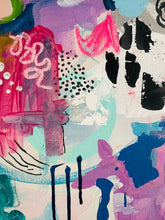 Load image into Gallery viewer, detail, christine mueller art, canvas painting, large fine art, modern home decor, multicolor canvas, southern female artist, abstract artwork, wall art print, fine art print,expressionist, bright vivid colors multicolor,expressionistic