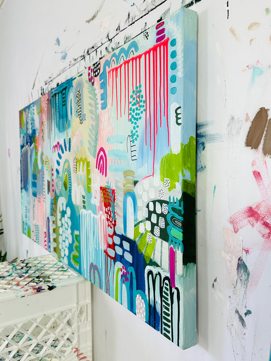 christine mueller art, abstract art, coloful painting canvas