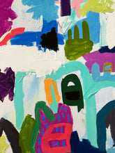 Load image into Gallery viewer, christine mueller art, canvas painting, large fine art, modern home decor, multicolor canvas, southern female artist, abstract artwork, wall art print, fine art print,expressionist, bright vivid colors multicolor,expressionistic