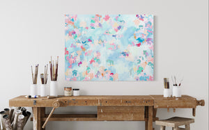 abstract, modern home decor, Christine Mueller, large fine art canvas painting, colorful