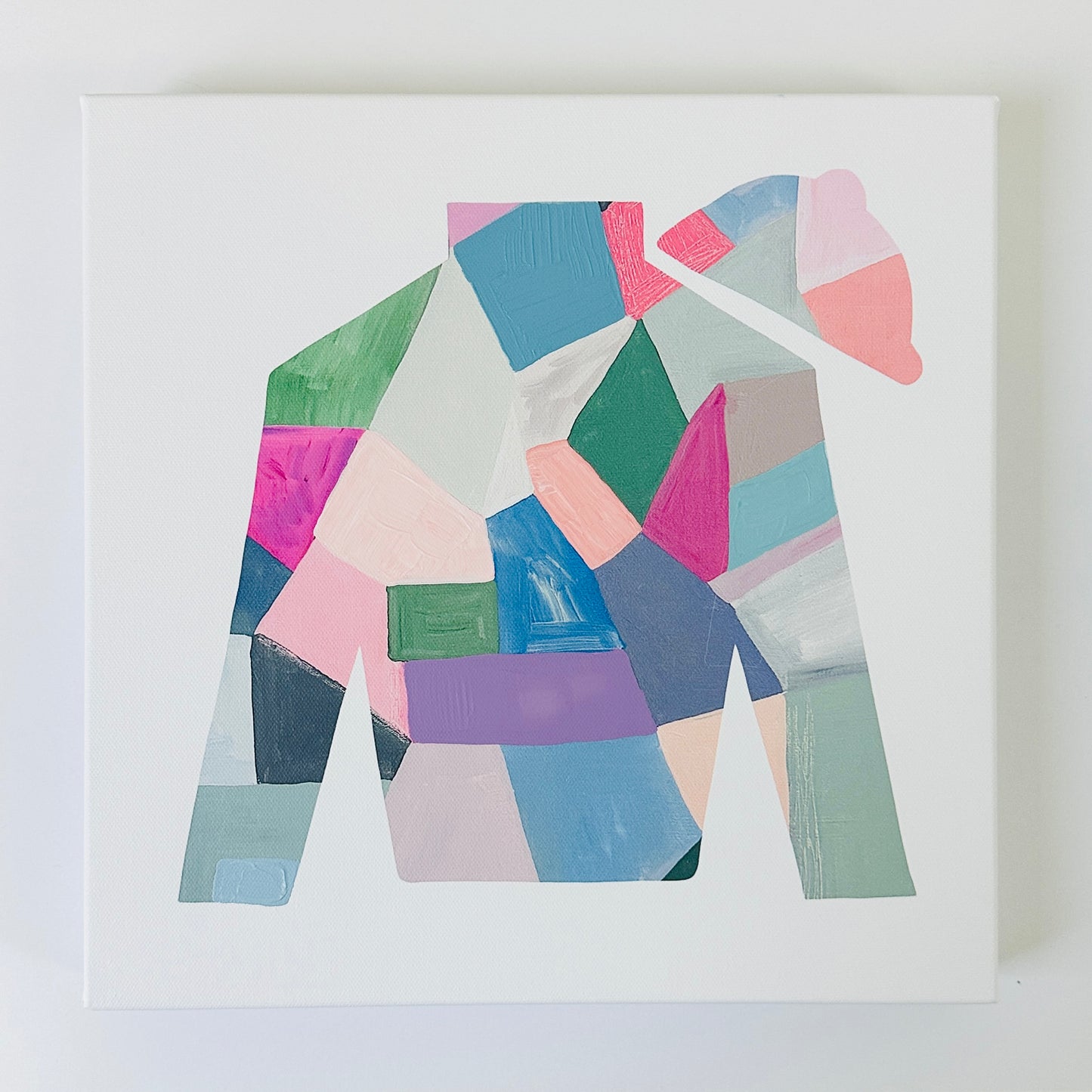 Colorful Abstract Wall Art, vivid bright canvas painting, modern home decor, large fine art, multicolor abstract wall art, christine mueller art, abstract artist, southern female artist, art print, talk derby to me, jockey art, kentucky derby