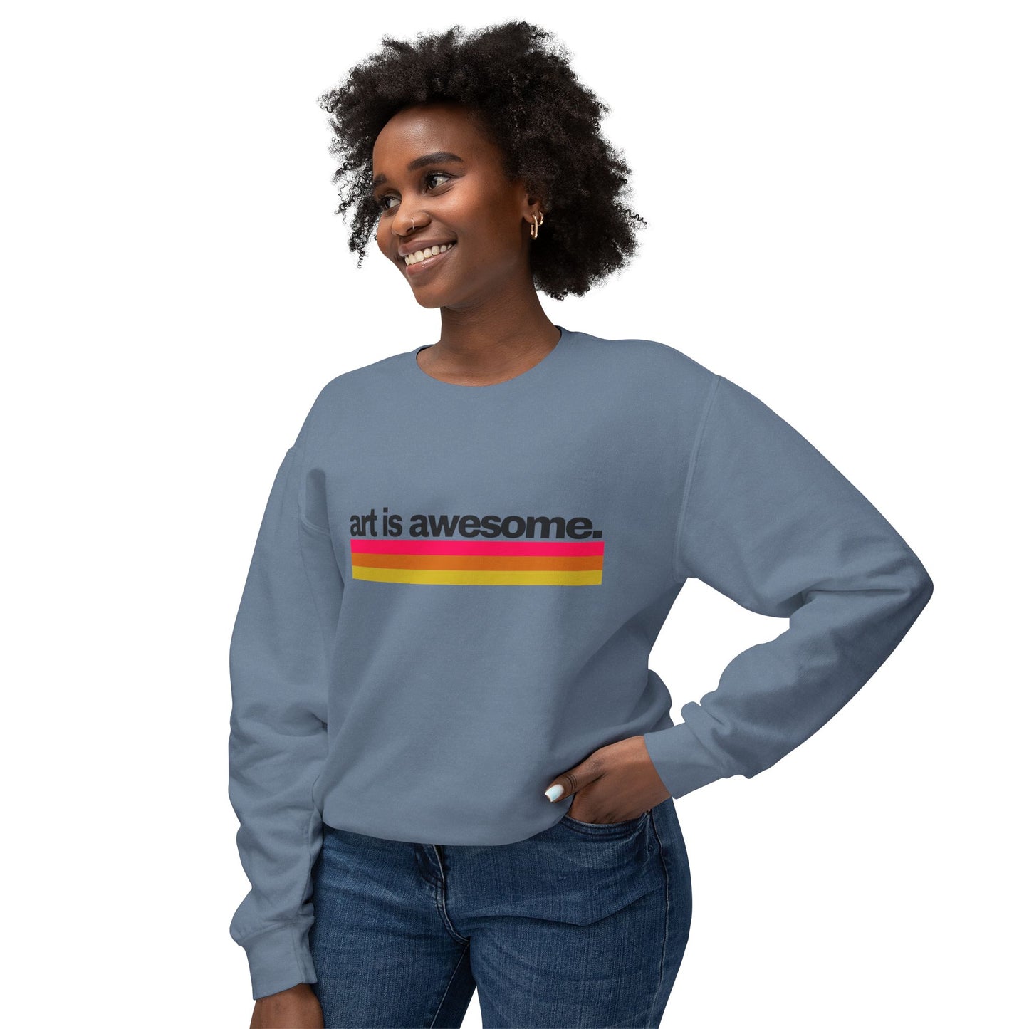 Art is Awesome Unisex Lightweight Crewneck Sweatshirt