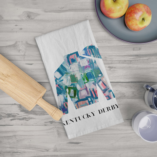 Kentucky Derby Tea Towel  | Blue Geometric