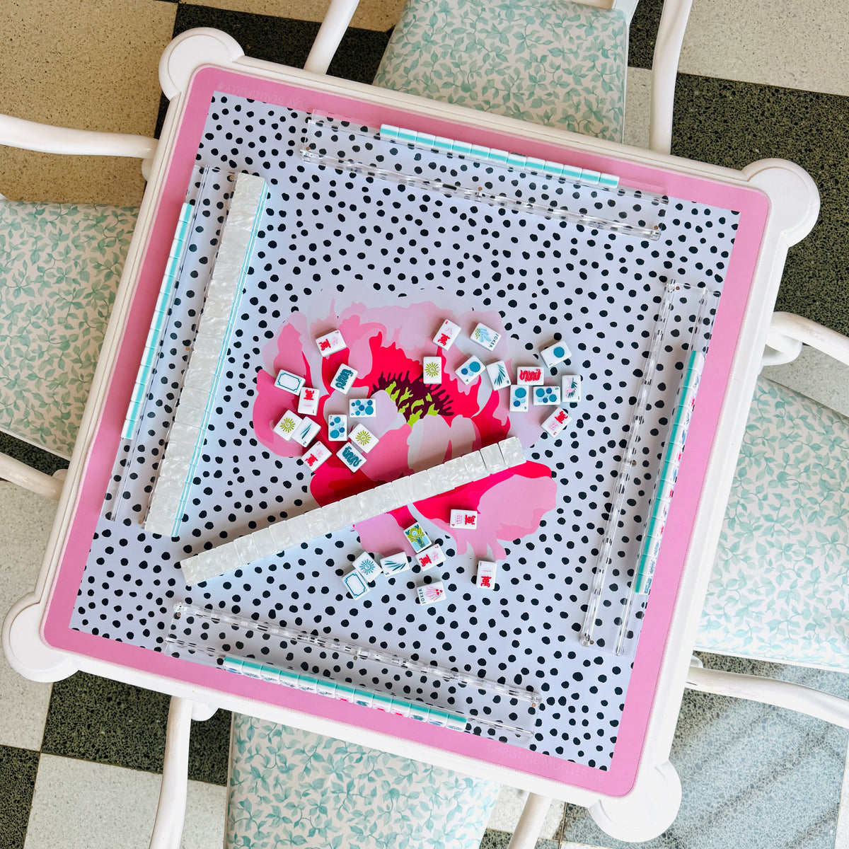 Pink Peony *Preorder* Mahjong Mat - Christine Mueller Art