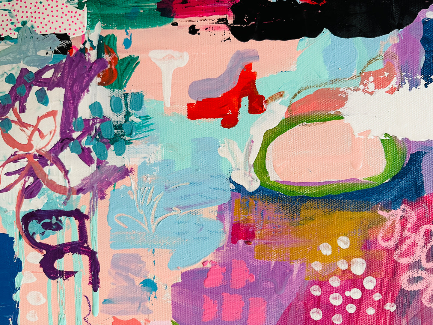 detail, christine mueller art, canvas painting, large fine art, modern home decor, multicolor canvas, southern female artist, abstract artwork, wall art print, fine art print,expressionist, bright vivid colors multicolor,expressionistic