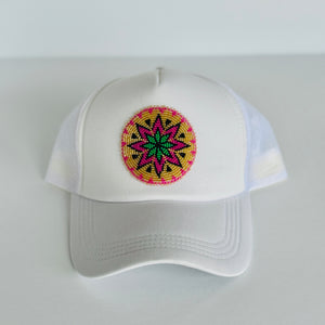 Beaded Trucker Hat | White