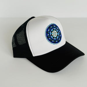 Beaded Trucker Hat | Black + Blue