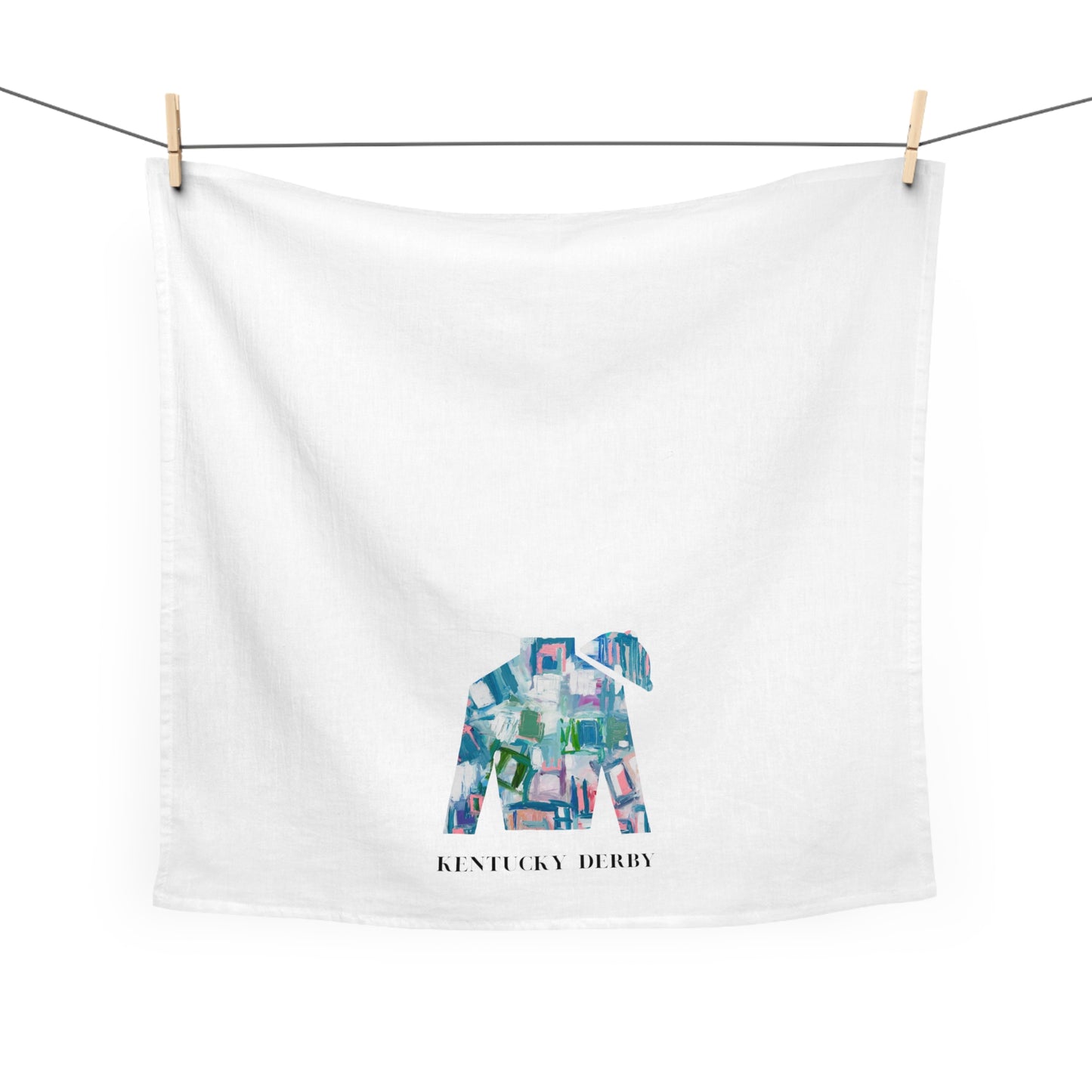 Kentucky Derby Tea Towel  | Blue Geometric