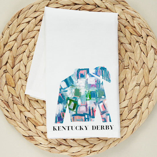 Kentucky Derby Tea Towel  | Blue Geometric