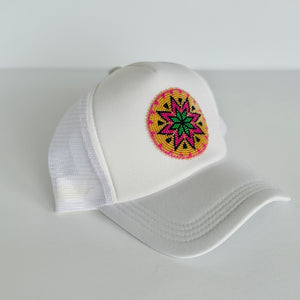 Beaded Trucker Hat | White