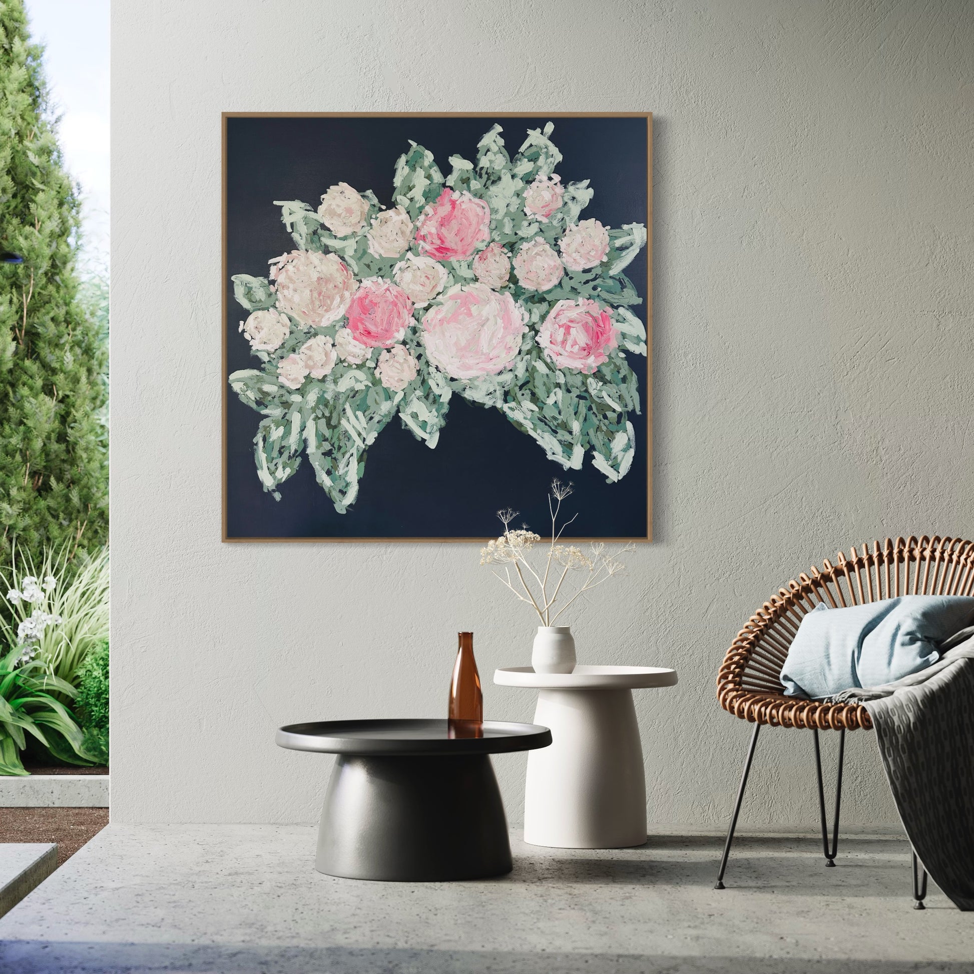 christine mueller art, large floral abstract, colorful painting canvas