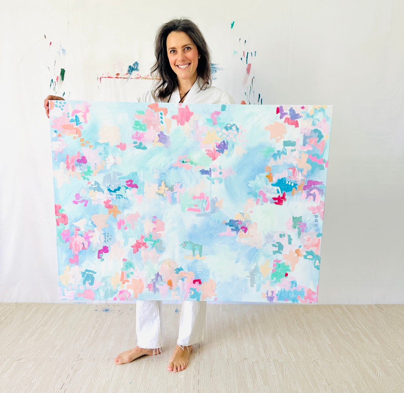 abstract, modern home decor, Christine Mueller, large fine art canvas painting, colorful