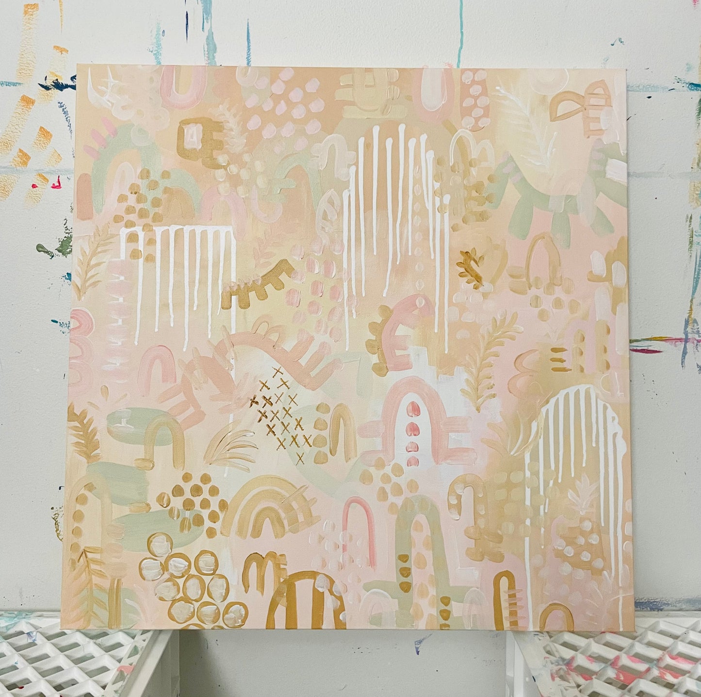 Colorful Abstract Wall Art, neutral earth tones canvas painting, modern home decor, large fine art, multicolor abstract wall art, christine mueller art, abstract artist, southern female artist