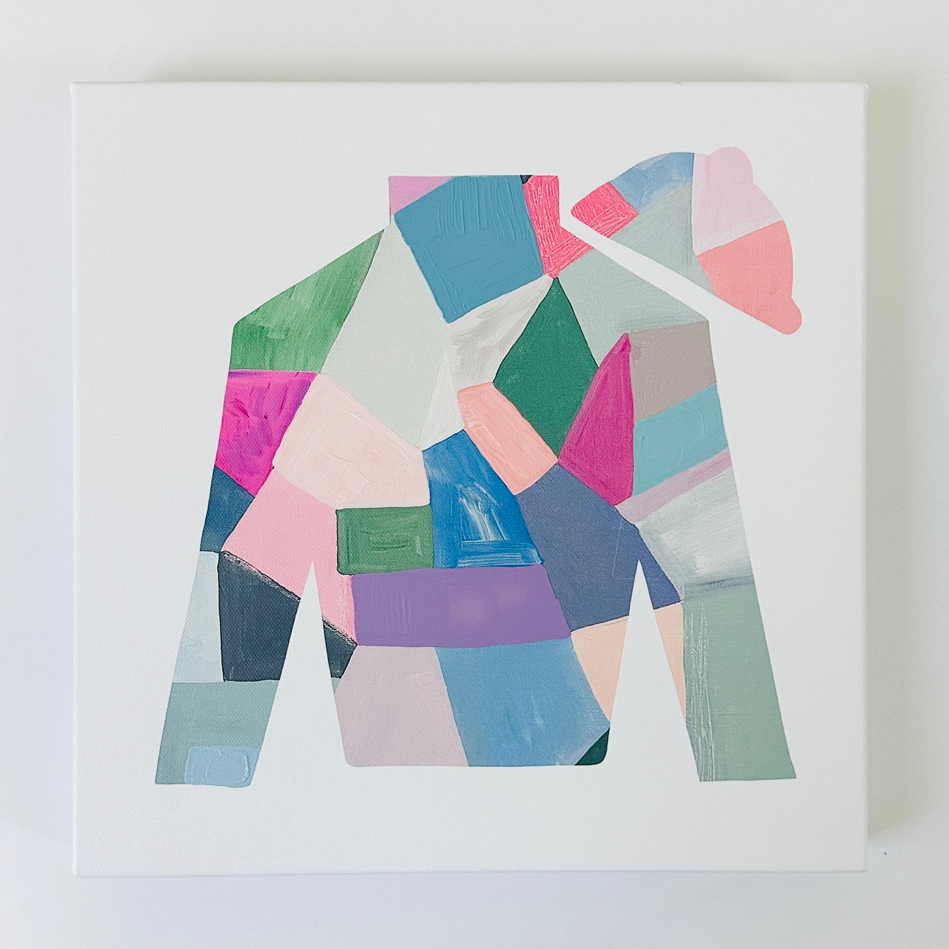 Colorful Abstract Wall Art, vivid bright canvas painting, modern home decor, large fine art, multicolor abstract wall art, christine mueller art, abstract artist, southern female artist, art print, talk derby to me, jockey art, kentucky derby