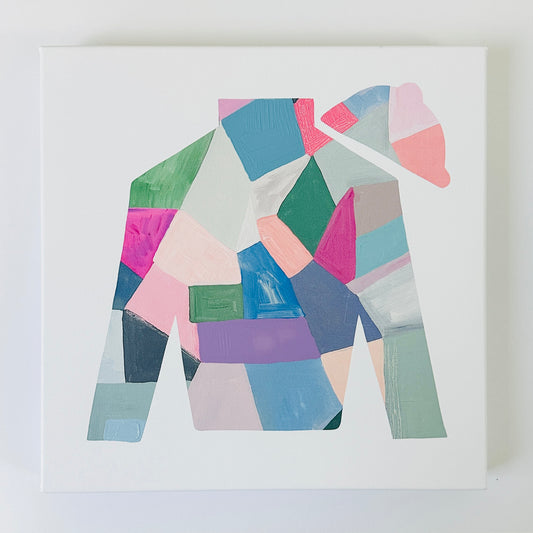 Colorful Abstract Wall Art, vivid bright canvas painting, modern home decor, large fine art, multicolor abstract wall art, christine mueller art, abstract artist, southern female artist, art print, talk derby to me, jockey art, kentucky derby